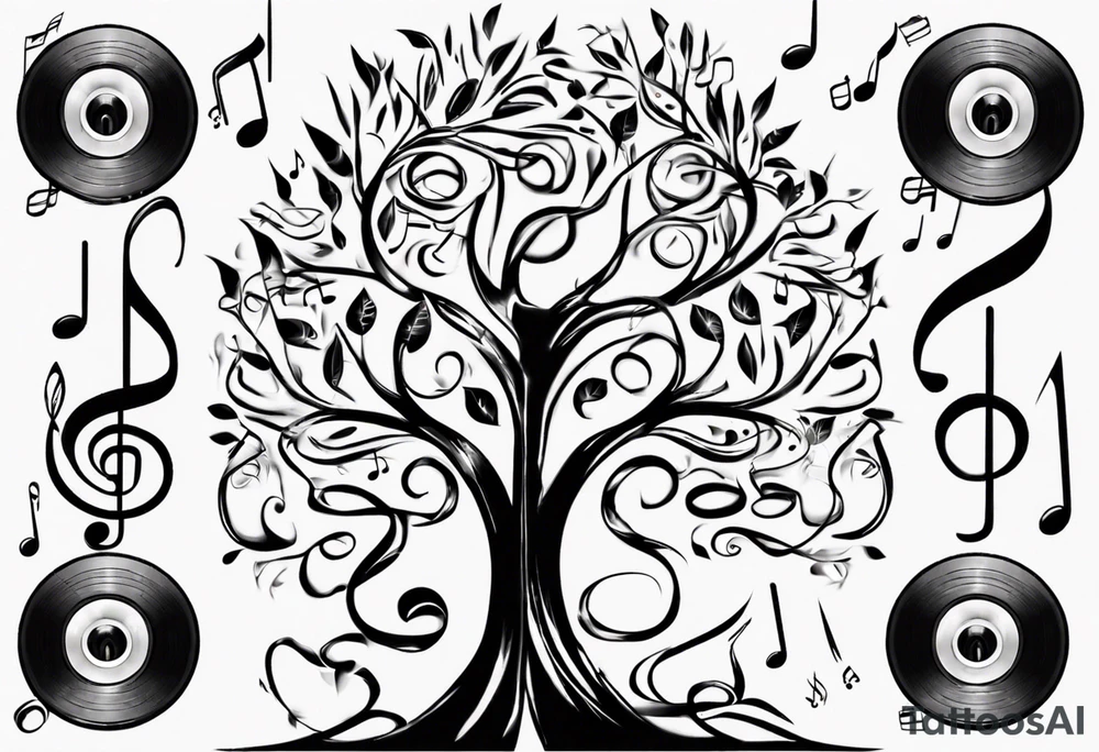 music speaker note tree stave notes tattoo idea