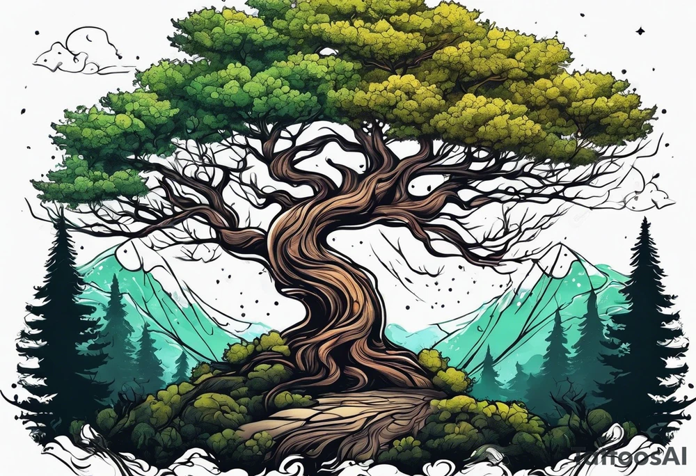 tree in forest tattoo idea