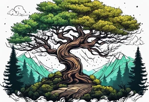 tree in forest tattoo idea