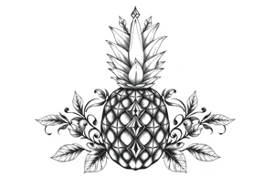 Pineapple, diamonds, crown, Design to be around vagina and anus inline with each other tattoo idea
