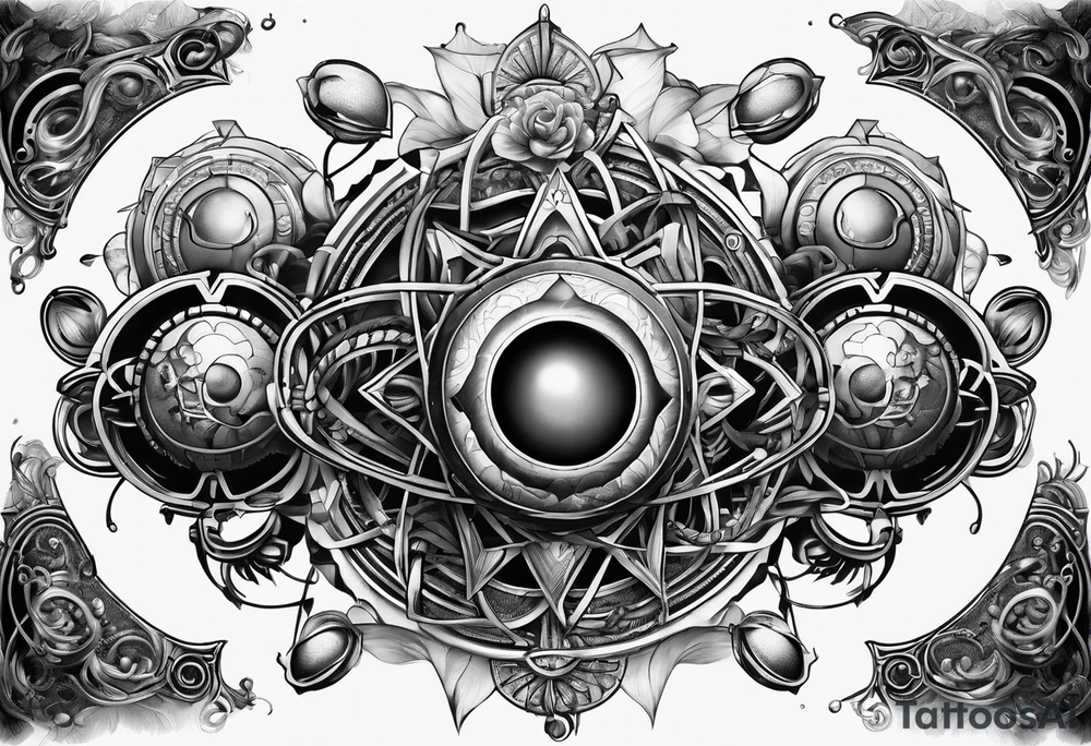 atom with quantum electron cloud tattoo idea