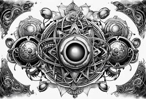 atom with quantum electron cloud tattoo idea