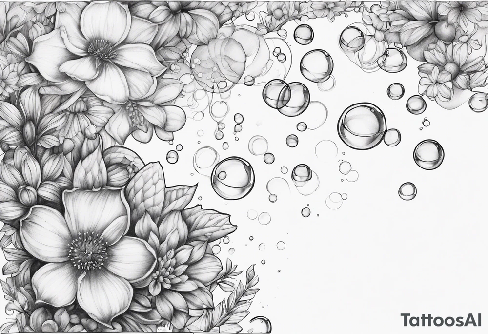 Bubbles organic plants and flowers tattoo idea