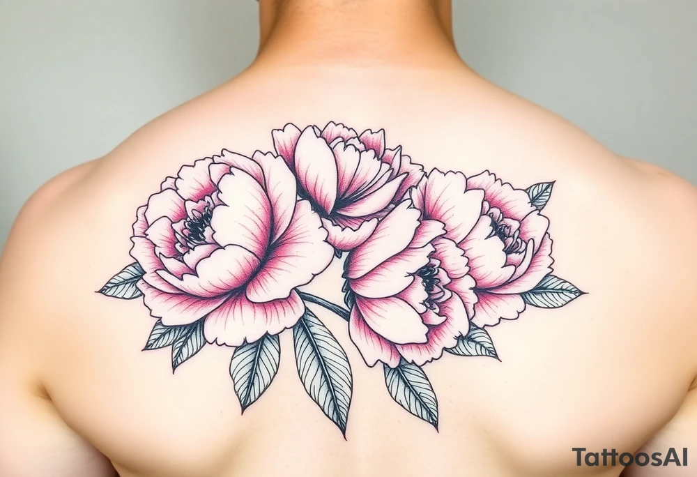 pink peonies on a woman tattoo idea