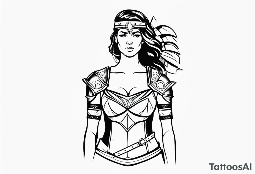 Female gladiator full body tattoo idea