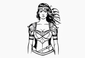 Female gladiator full body tattoo idea