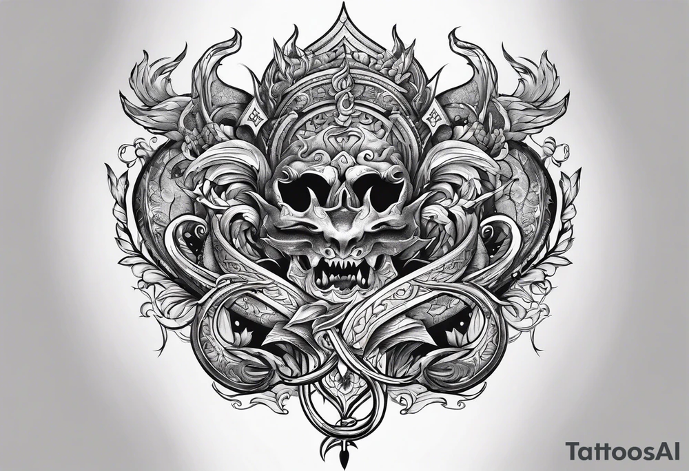 Trident with a serpent around it tattoo idea