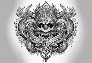 Trident with a serpent around it tattoo idea