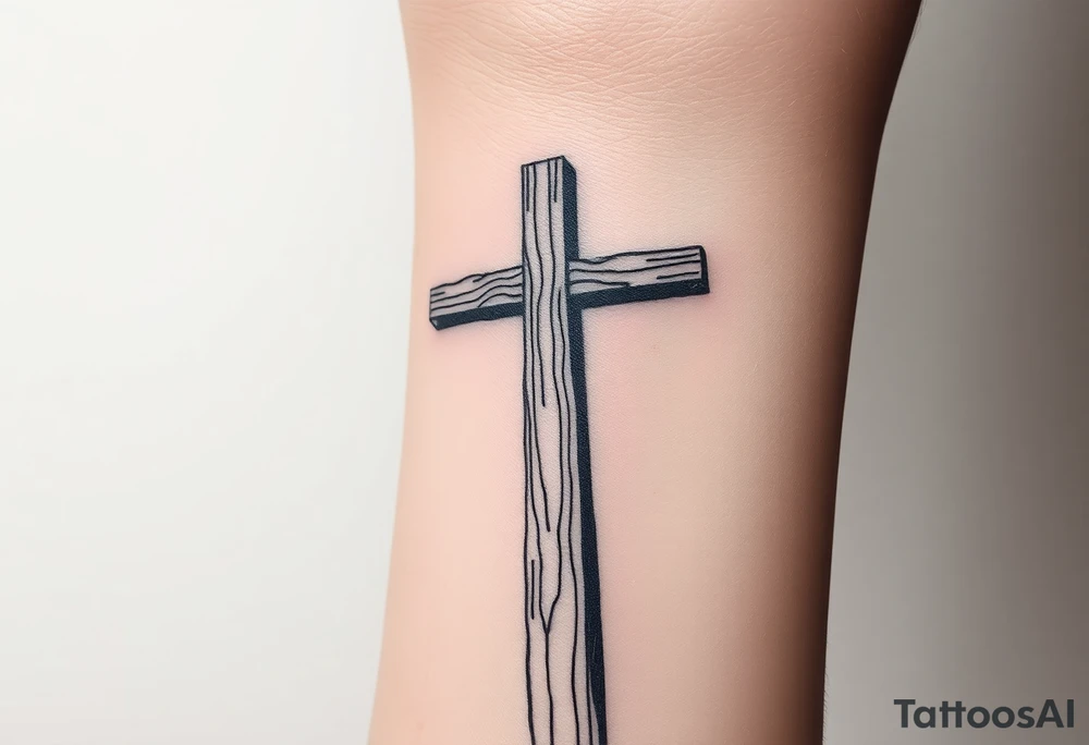 a wooden 12kv pole. Make the pole a cross that has a hidden resemblance to god. tattoo idea