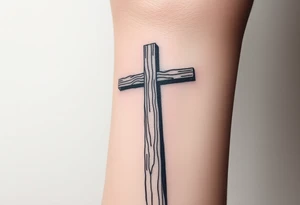a wooden 12kv pole. Make the pole a cross that has a hidden resemblance to god. tattoo idea