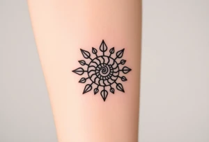 Fibonacci spiral shell sun tattoo idea