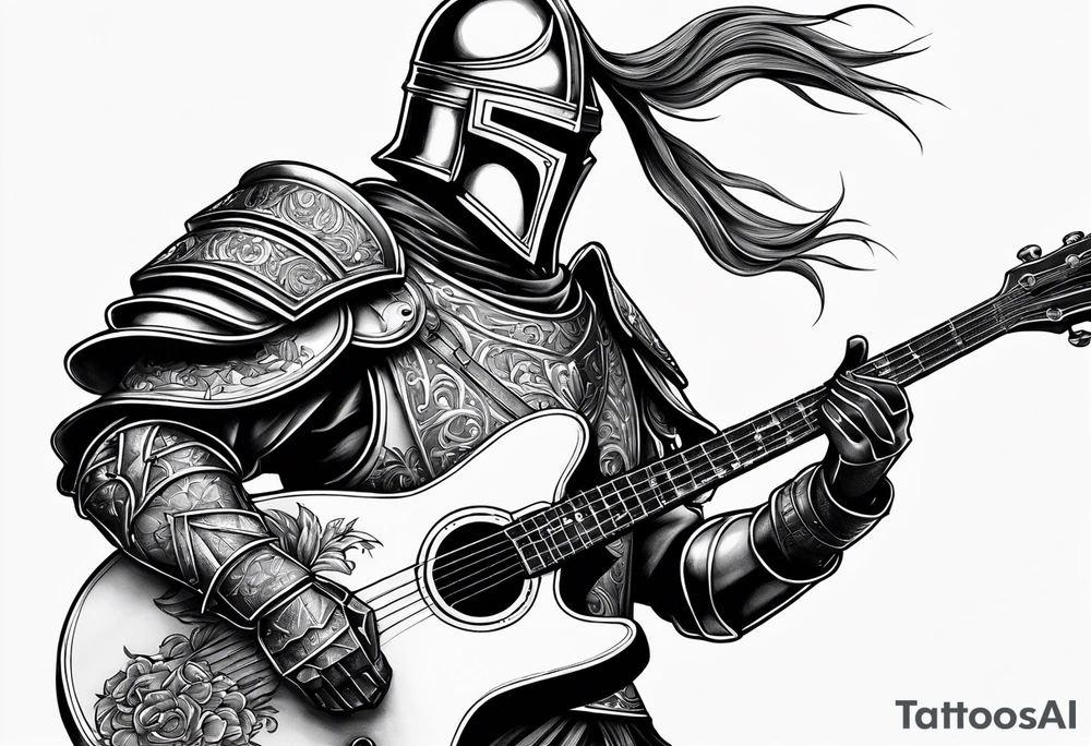 Armor of God knight with guitar tattoo idea