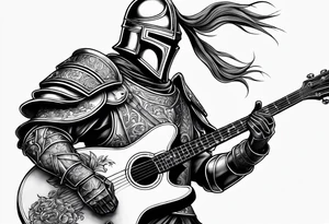 Armor of God knight with guitar tattoo idea