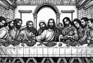 Last supper but everyone is a Skelton tattoo idea
