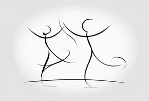 Music quarter notes connecting two dancing stick figures tattoo idea