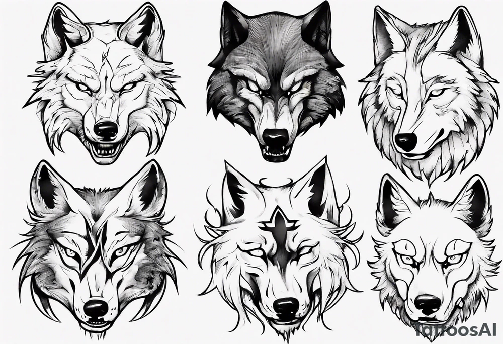 wolf head tattoo idea