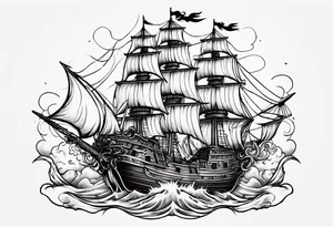 satanic pirateship tattoo idea