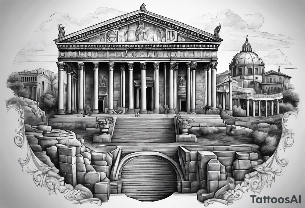 Ancient Rome City tattoo idea