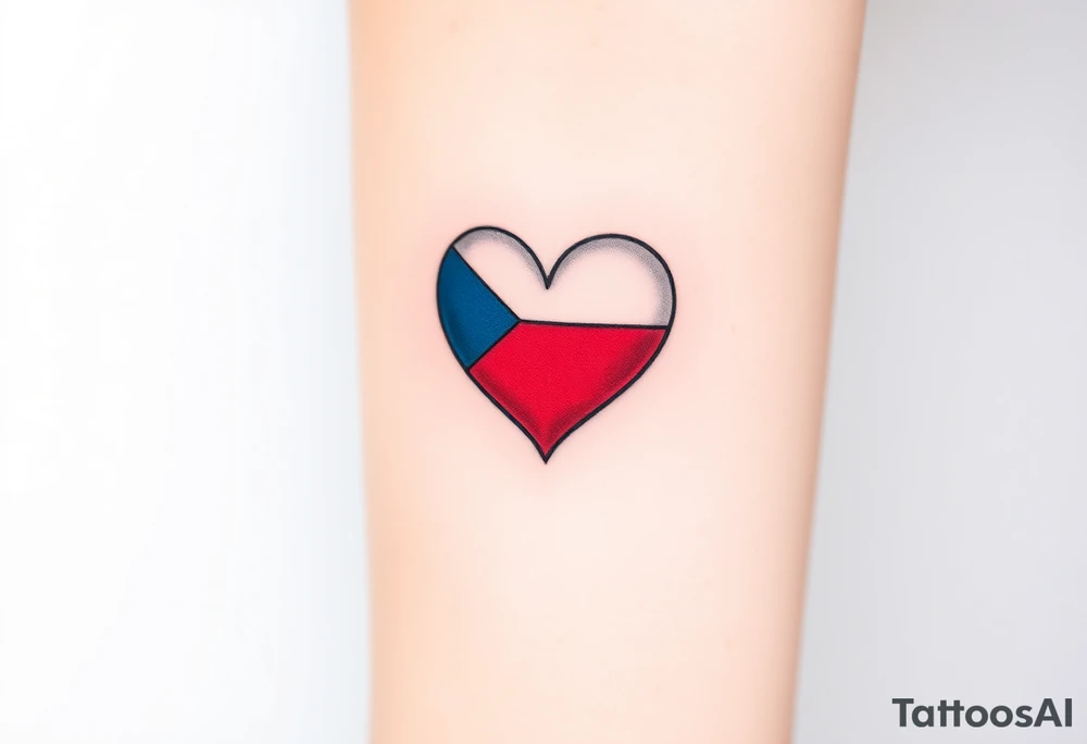 A Czech flag inside a heart shape, with soft shading to give it a glowing effect tattoo idea