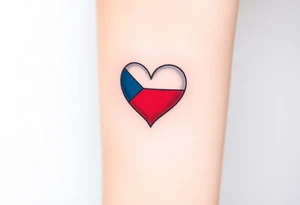 A Czech flag inside a heart shape, with soft shading to give it a glowing effect tattoo idea
