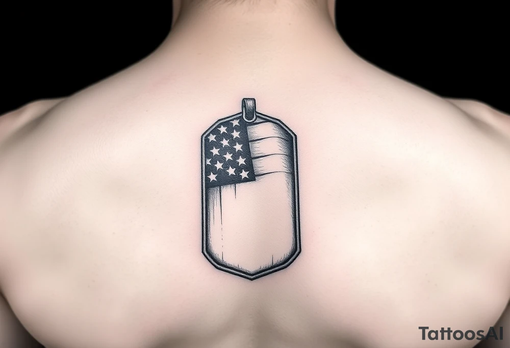 US Navy Flag on a dog tag tattoo idea