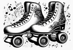 Rollerskates with music notes tattoo idea