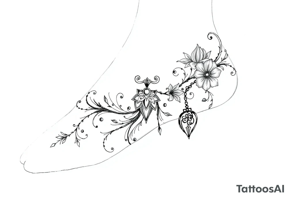 Anklet and charm tattoo idea