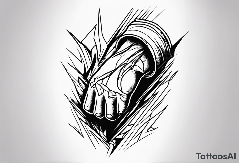 extreme joint pain breaking through skin on arm sorrow sad tattoo idea