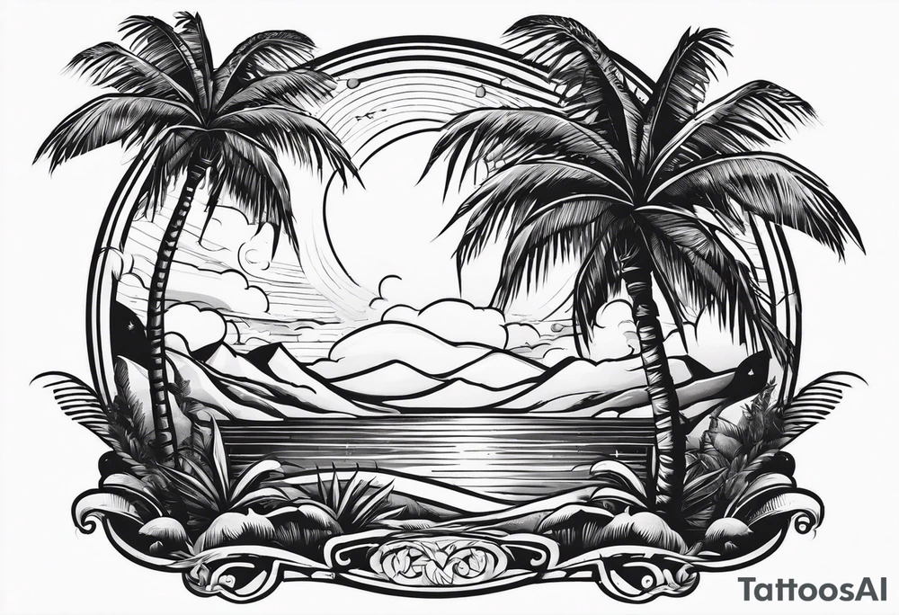 Palm tree postage stamp tattoo idea