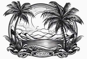 Palm tree postage stamp tattoo idea