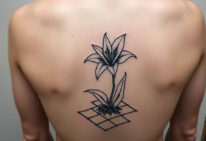 bathroom with lily coming up out of tile floor tattoo idea