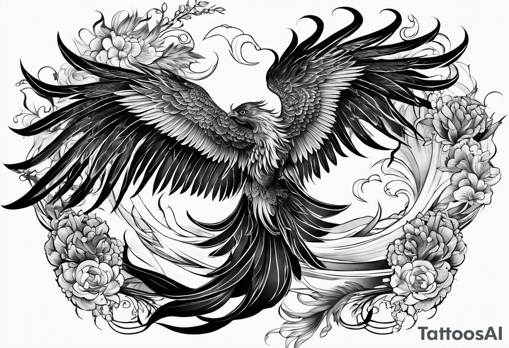 Japanese phoenix no background tattoo idea