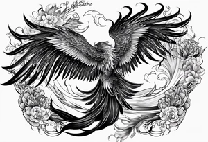 Japanese phoenix no background tattoo idea