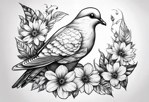 Dove, flower, black and white, shadows tattoo idea