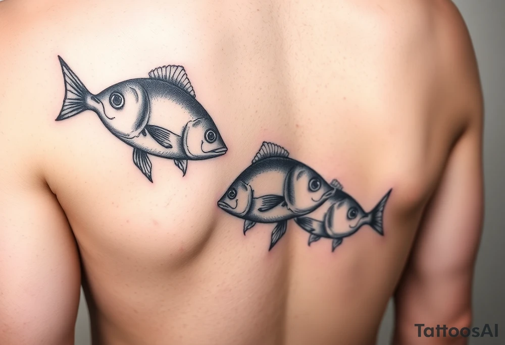 Two to three ocean fish swimming with shadows up my knee tattoo idea