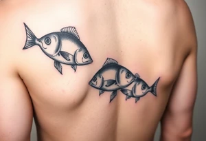 Two to three ocean fish swimming with shadows up my knee tattoo idea