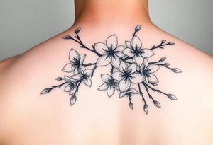 delicate cherry blossoms swirling in spring breeze with petals tattoo idea