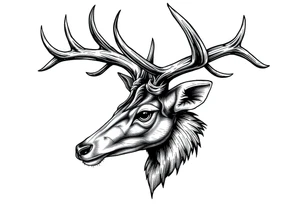 a rain deer horn with wood pattern on it tattoo idea