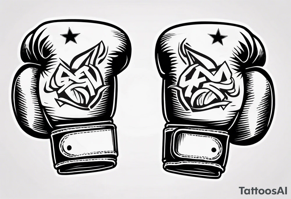 pair of boxing gloves in cartoon style tattoo idea