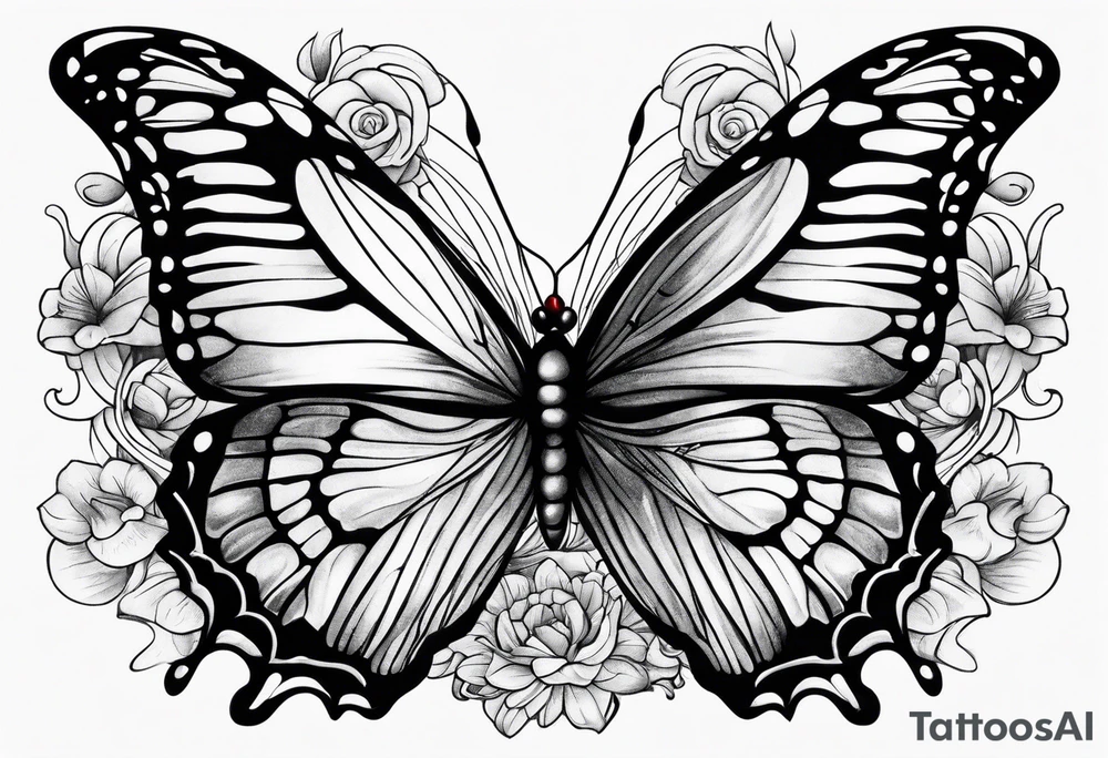 Butterflies and oceans tattoo idea