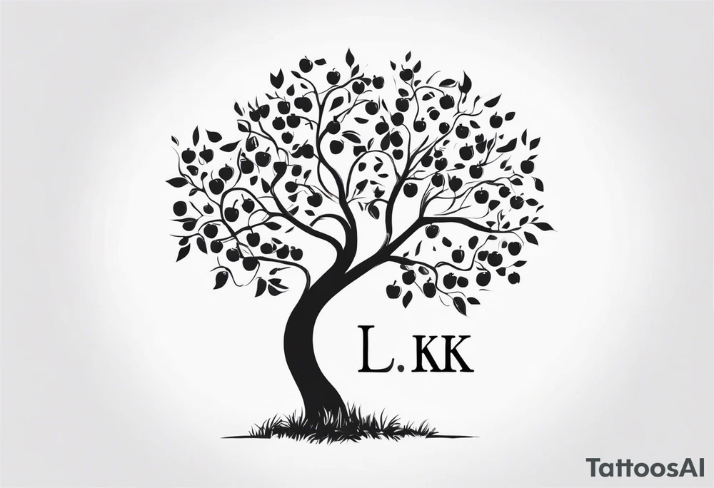 Apple tree  with LK initials tattoo idea