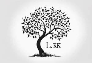 Apple tree  with LK initials tattoo idea