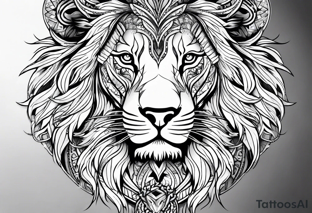 lions face tattoo idea