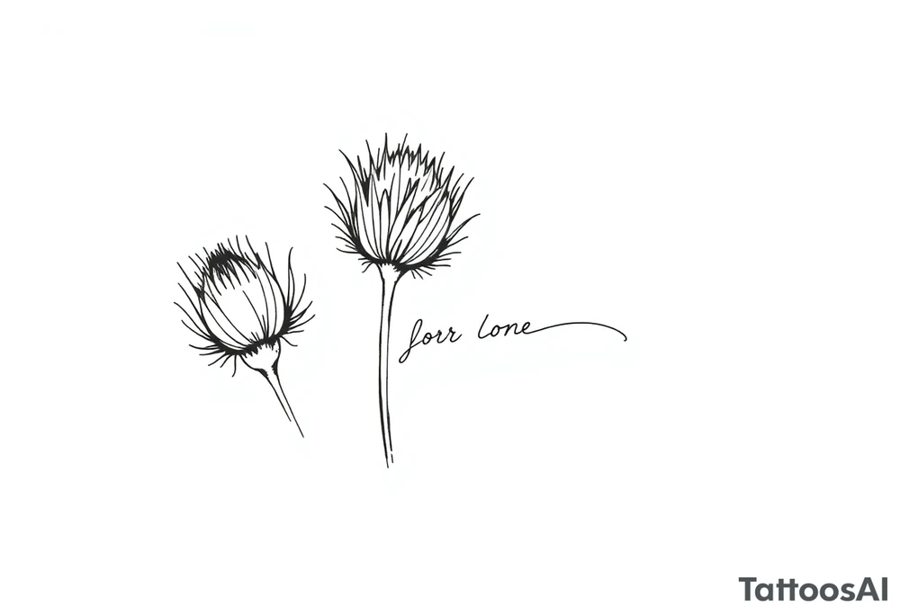 thistle minimalist fin line for hand with message tattoo idea