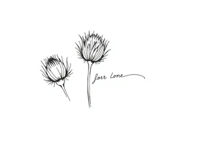 thistle minimalist fin line for hand with message tattoo idea