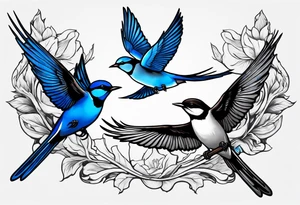 Swallow birds and blue jays flying tattoo idea