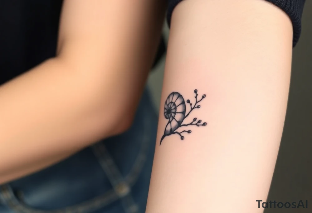 Fibonacci spiral shell inside of tree tattoo idea