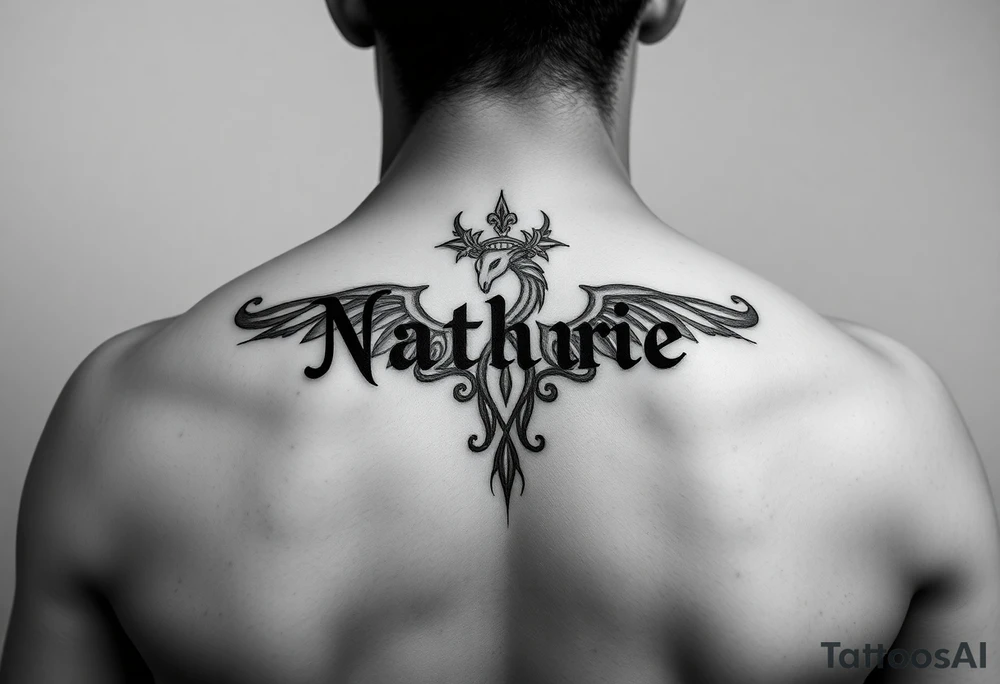 Create a simple tattoo as i am a girl based on my name, zodiac and birthplace 
Natharie, Aquarius, Dubai tattoo idea