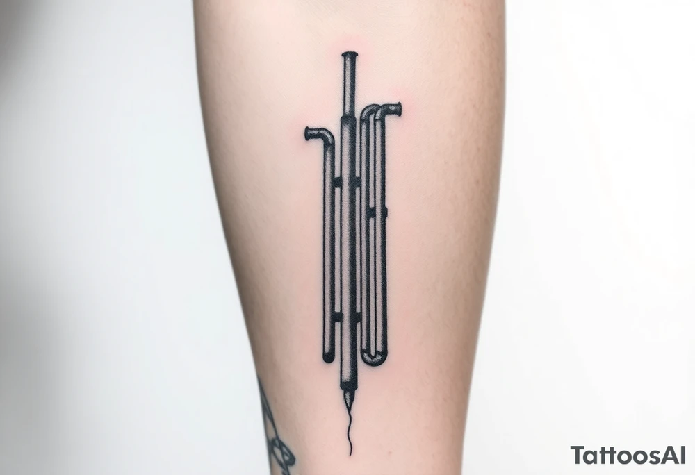 symetrical, vertical System of thin pipes that transitions gradually from the end into thick, widespread veins of forearm tattoo idea