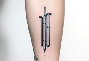 symetrical, vertical System of thin pipes that transitions gradually from the end into thick, widespread veins of forearm tattoo idea